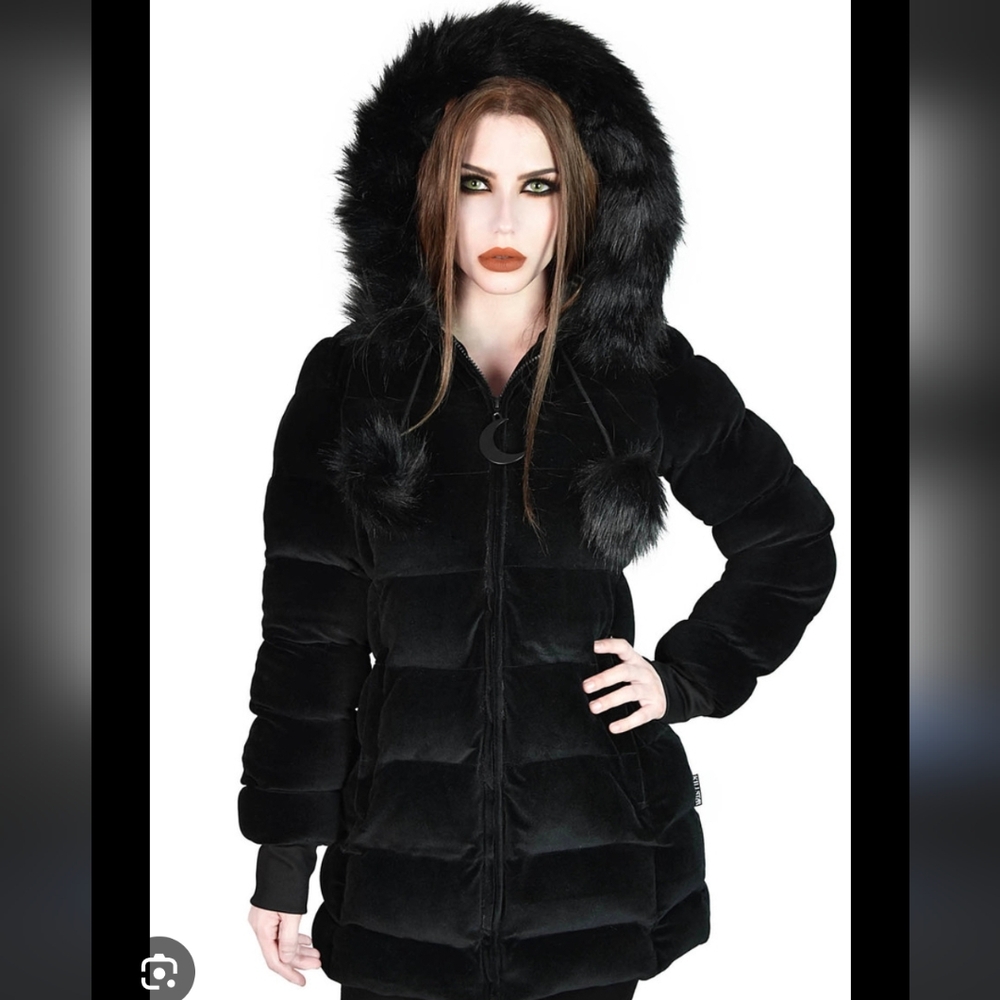 KILLSTAR Dead Of Night Black Faux Fur Hooded Puffer Jacket